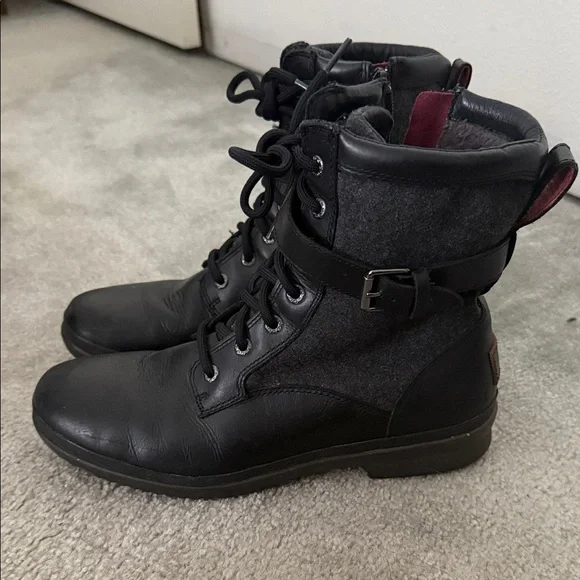 Ugg Black and Gray Lace-Up Boots, size 9.5 - Picture 1 of 5